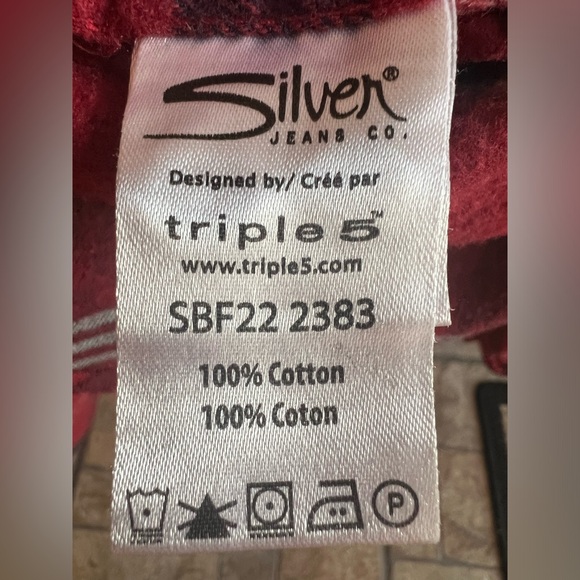 Silver Jeans Button Up Boys Youth Long Sleeve Shirt Extra Large 100% Cotton - Picture 4 of 4